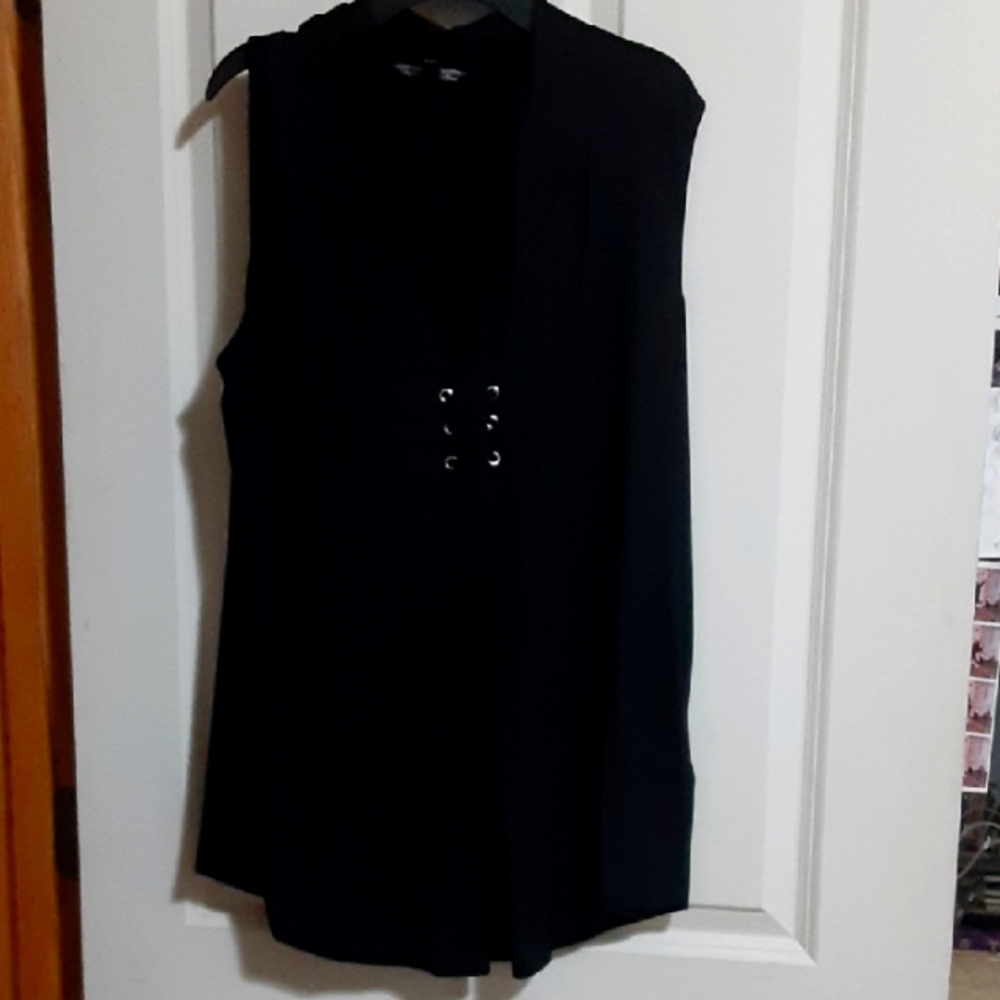 Black Blouse With Gold Ring Embellishments